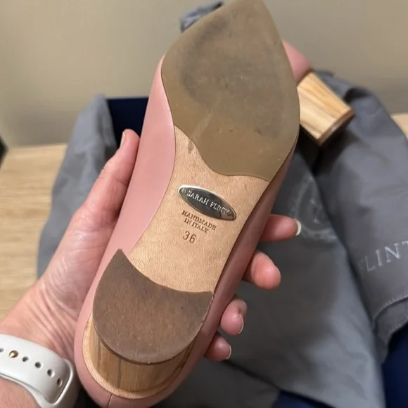 Sarah Flint Emma pump 36 (fits 6.5) Dusty Rose Pink Nappa with wooden block heel - Picture 6 of 8